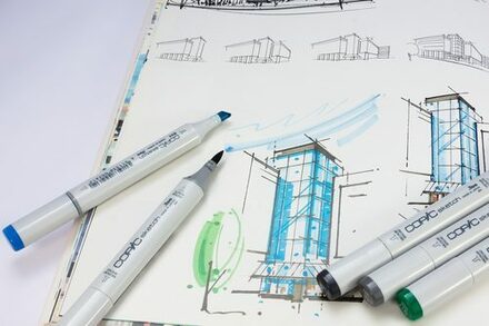 Architekturentwurf mit Copic-Stiften
